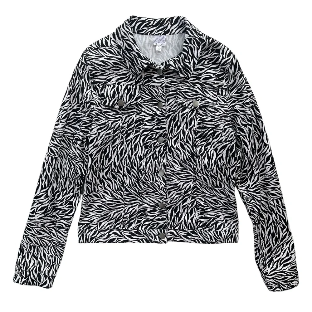 Disney D-Signed Girl’s XL Black White, Zebra Print Button Cotton Jacket #L865JC1